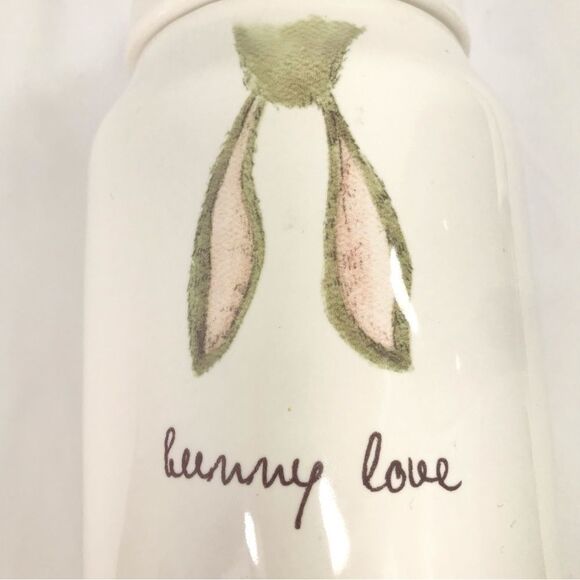 Rae Dunn Bunny Love White Tan Bunny Ears 10” Tall Ceramic Canister Jar - Picture 8 of 14